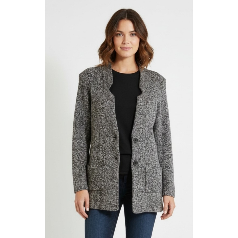 Lucky Brand Marled Sweater Jacket Black & White Size XS
